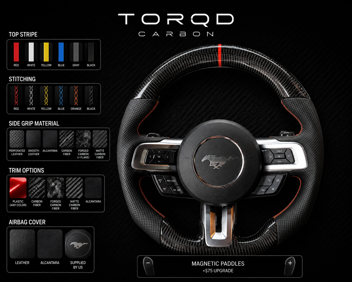 2015-2023 Ford Mustang Compatible Customizable Steering Wheel