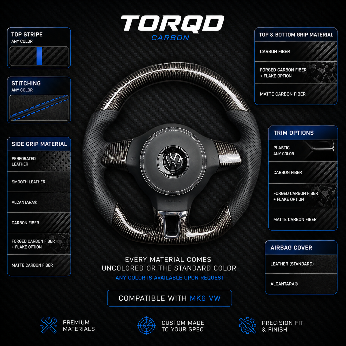 MK6 VW Compatible Customizable Steering Wheel