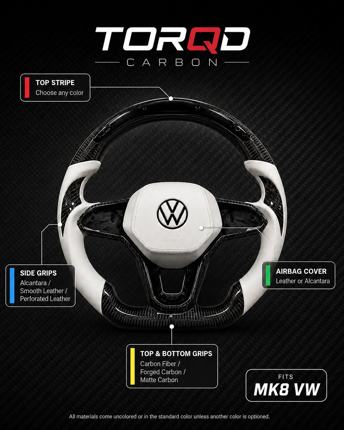 MK8 VW Compatible Customizable Steering Wheel