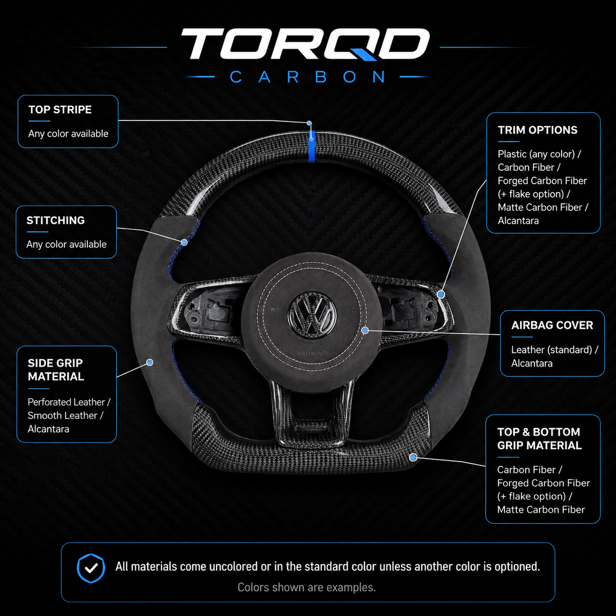 MK7 VW Compatible Customizable Steering Wheel