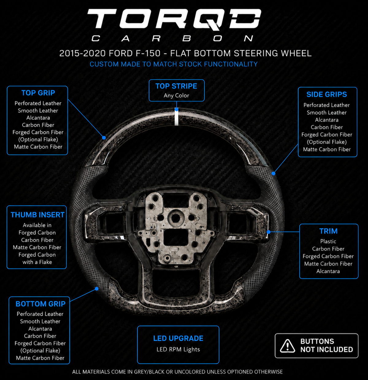 2015-2020 Ford F150 Compatible Customizable Steering Wheel